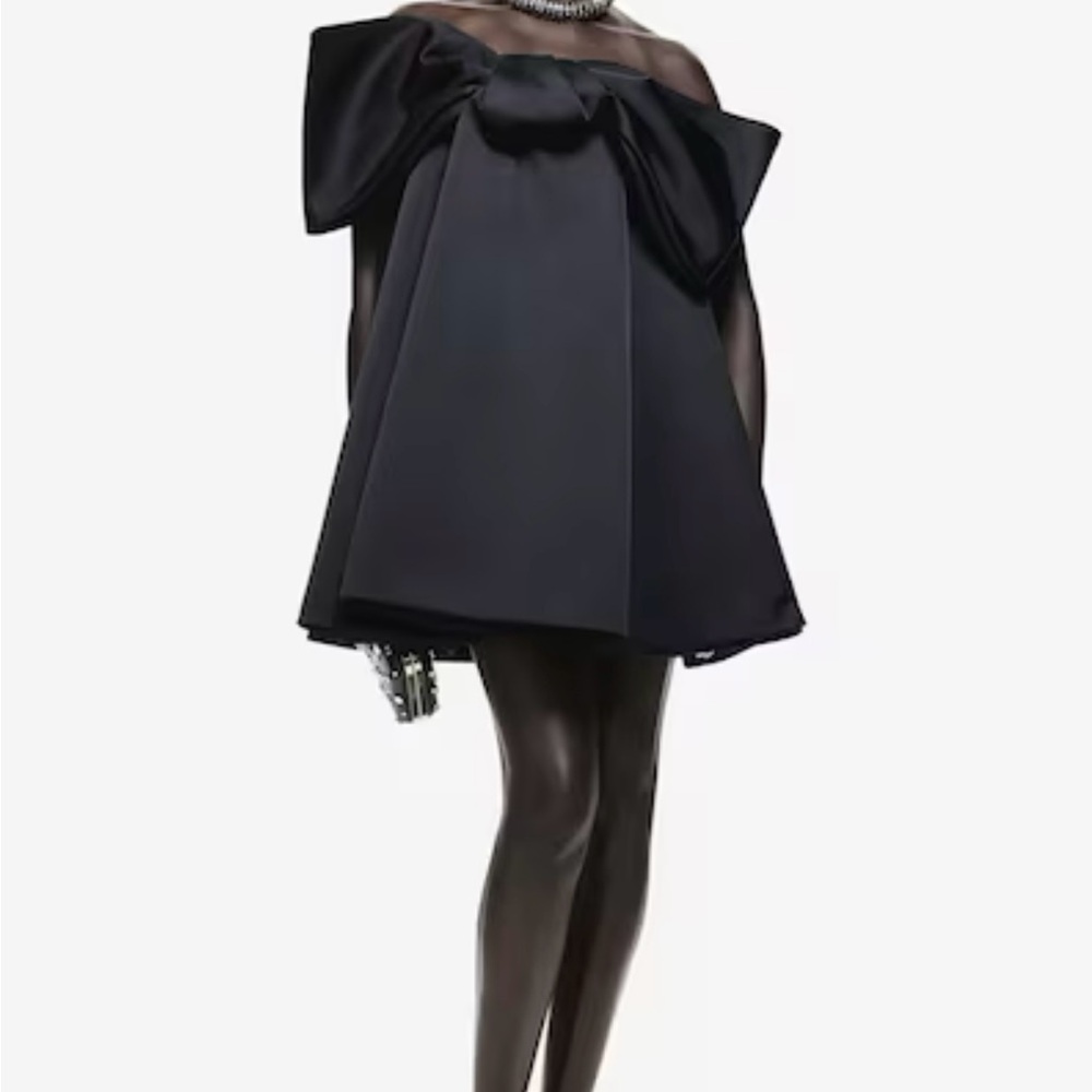 Bow-front satin mini dress